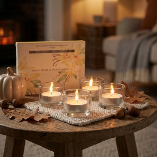 Product White Musk and Vanilla Scented Tealight Candles – Pack of 12