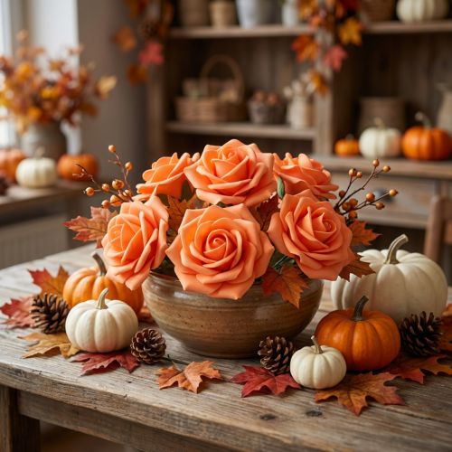 Foam Roses Ø 6cm Orange, Set of 27 | Floristik24.co.uk
