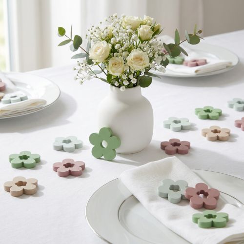 Scattered decoration wooden flowers table decoration colored 2 motifs Ø3cm 24 pcs | Floristik24.co.uk