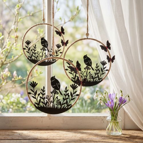 Decorative hanger metal black beige white spring Ø15cm 2pcs | Floristik24.co.uk