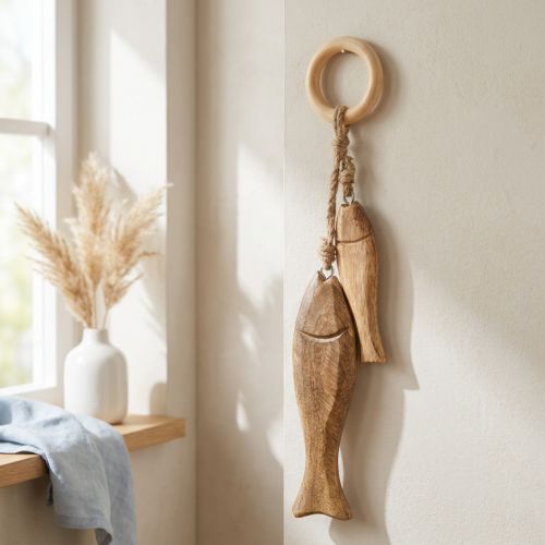 Fish made of mango wood wooden fish for hanging natural 10/15cm | Floristik24.co.uk