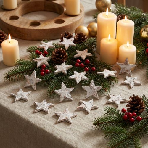Birch stars mini 2cm - 2.5cm whitewashed 150 pcs | Floristik24.co.uk