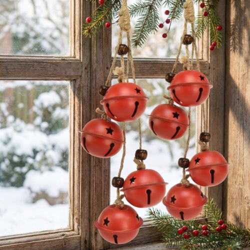 Bells Hanging Christmas Bells Red 28cm Set of 2 | Floristik24.co.uk