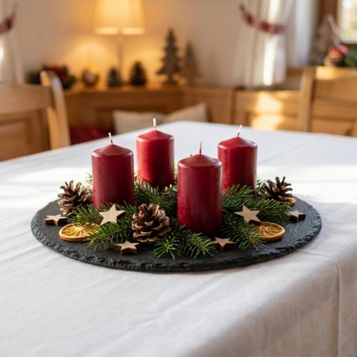 Natural Slate Plate Round Stone Tray Black Ø25cm 2 pcs | Floristik24.co.uk