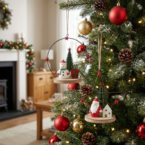 Decoration hanger Santa Claus snowman star H13cm 2pcs | Floristik24.co.uk