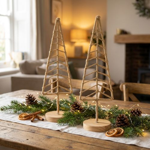 Christmas tree decoration stand metal wood natural H39cm 2pcs | Floristik24.co.uk
