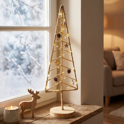 Christmas tree decoration with base wood metal natural 18x12x51cm | Floristik24.co.uk