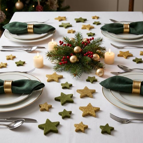 Scatter decoration stars green and gold with glitter table decoration Christmas 4/5cm 40 pcs | Floristik24.co.uk