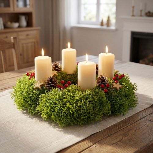 Decorative moss artificial green – moss cushion 10/12/14cm 3 pcs | Floristik24.co.uk