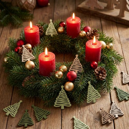 Christmas Tree with Star Green Scatter Wood 3×4.5cm 72pcs | Floristik24.co.uk