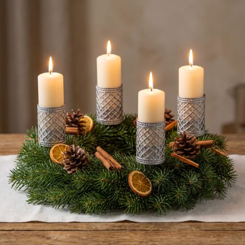 Stick candle holders, silver-grey, Ø22mm, H10cm, 4 pieces | Floristik24.co.uk