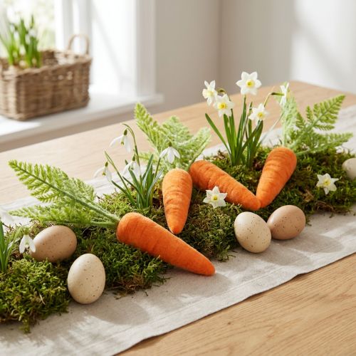 Product Carrot Decoration Carrots Flocked Orange Green H23cm 8 Pcs