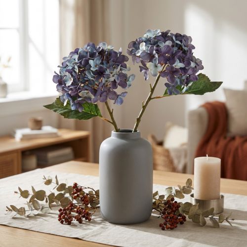 Artificial Hydrangea Decoration Artificial Flower Blue Purple 34cm 2pcs | Floristik24.co.uk