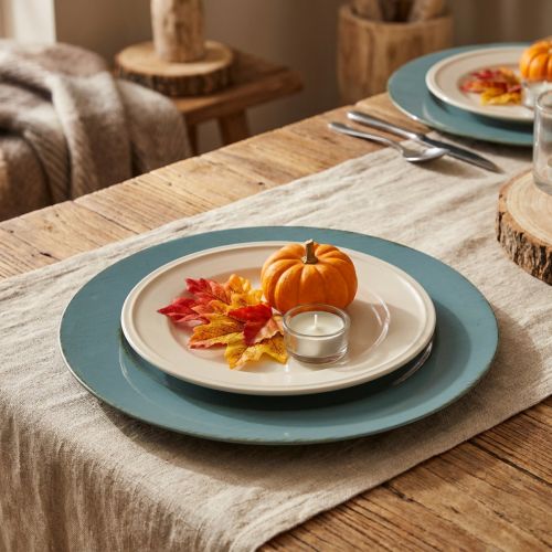 Decorative plate plastic decorative plastic plate petrol brown Ø33cm | Floristik24.co.uk