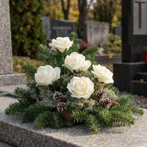 Foam roses with stem flowers foam cream Ø7.5cm 18 pcs | Floristik24.co.uk