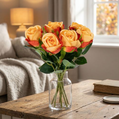 Artificial rose arrangement, a timeless highlight in any interior for tasteful decor, 44cm, 6 pieces | Floristik24.co.uk