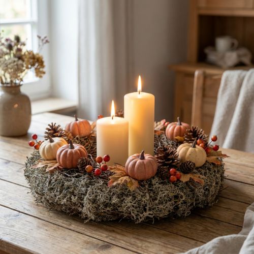 Natural Moss Wreath Grey Ø30cm - Decorative Wreath for Table and Door Décor, Autumn & Christmas Decoration | Floristik24.co.uk