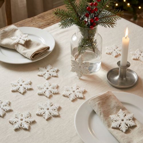 Product Snowflakes wood 4cm white with glitter 72 pcs