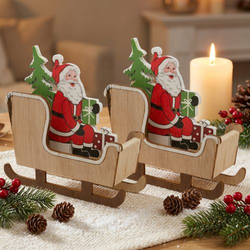 Deco sleigh with Santa Claus Christmas sleigh 10cm 2pcs | Floristik24.co.uk