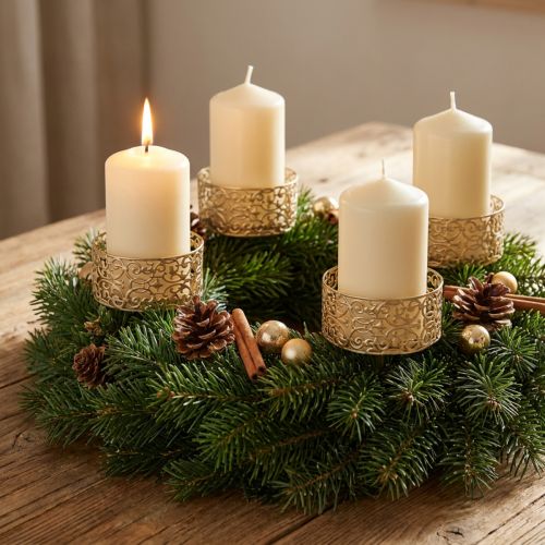 Floral candle holders for sticking Golden Ø8.8cm H13.7cm 4 pcs Antique look | Floristik24.co.uk