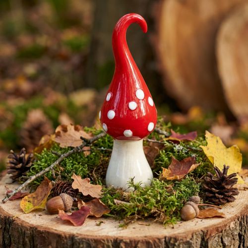 Deco Fly Agaric Ceramic Deco Mushroom Red White Ø6.5cm H21cm | Floristik24.co.uk