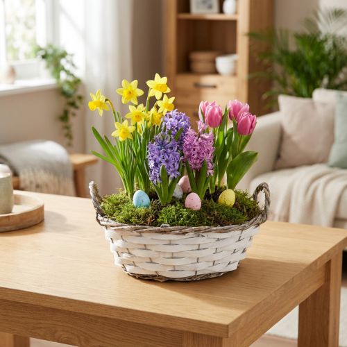 Planting basket, decorative basket, white with handles, 25cm | Floristik24.co.uk