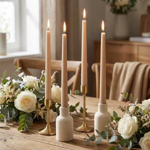 Taper Candles Wenzel Candles Beige 250/23mm 12 Pcs | Floristik24.co.uk