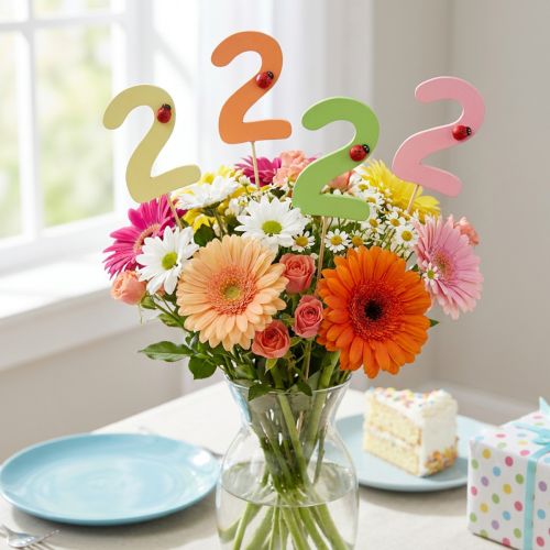 Number plugs birthday 2 flower plugs wood 27,5cm 16 pcs | Floristik24.co.uk