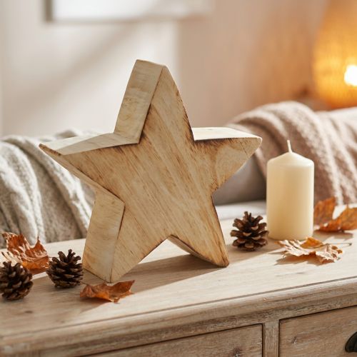 Rustic decorative wooden star – Natural wood look, 20x7 cm – Versatile room decoration | Floristik24.co.uk
