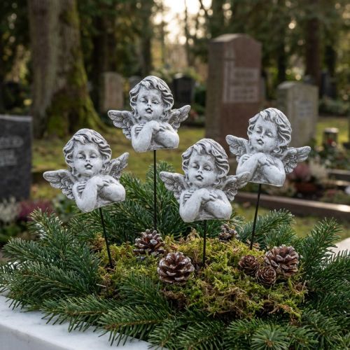 Grave decoration angel on stick decoration for arrangement 5.5cm 4 pcs | Floristik24.co.uk