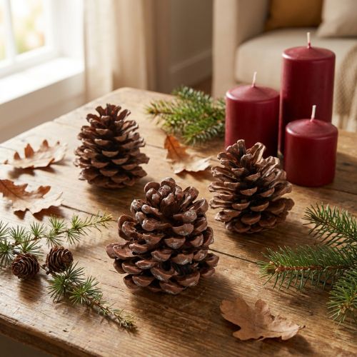 Product Pine cones natural large decorative pine cones 8-9 cm 3 pieces