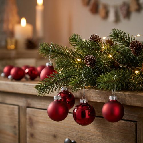Mini Christmas balls red glass matt gloss Ø3cm 22 pcs | Floristik24.co.uk