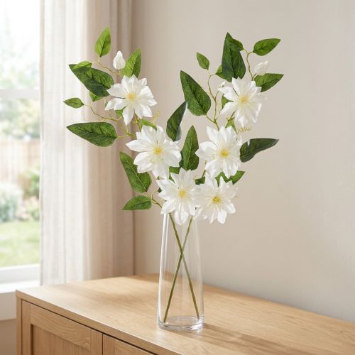 Artificial clematis branch with blossoms for elegant and low-maintenance decoration, 81cm, 2 pieces | Floristik24.co.uk