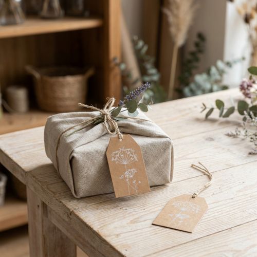 Gift Tags Paper Brown Flowers 8×5cm 24 pcs | Floristik24.co.uk