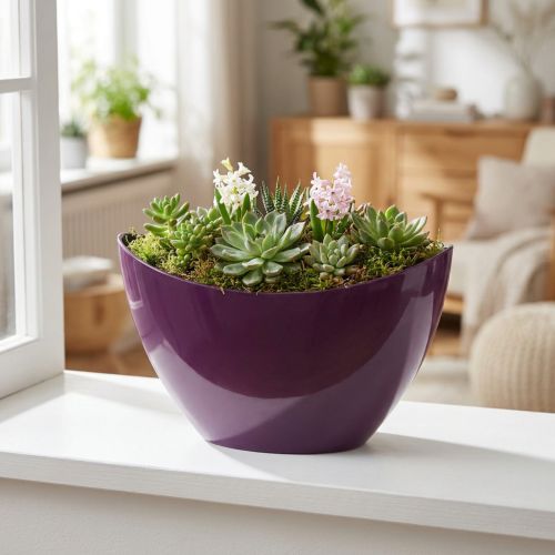 Plant boat decorative bowl purple 20×9cm H12cm | Floristik24.co.uk