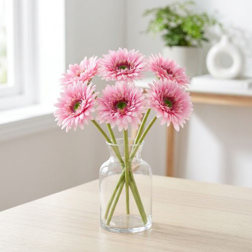 Artificial Gerbera Garden Flowers, Pink, 47cm, 6 Pieces | Floristik24.co.uk
