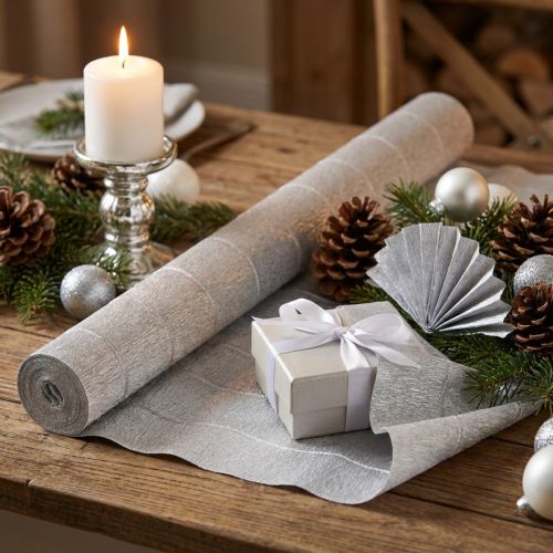 Florist crepe paper silver 50x250cm | Floristik24.co.uk