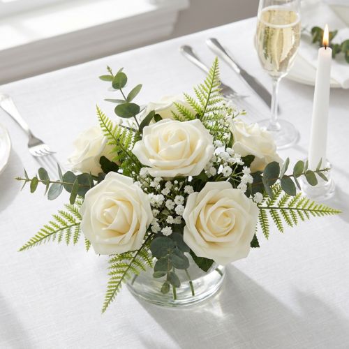 Foam Rose Ø6cm Cream 27 pcs | Floristik24.co.uk