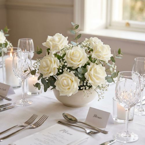 Foam Rose Ø7.5cm Cream 18 pcs | Floristik24.co.uk