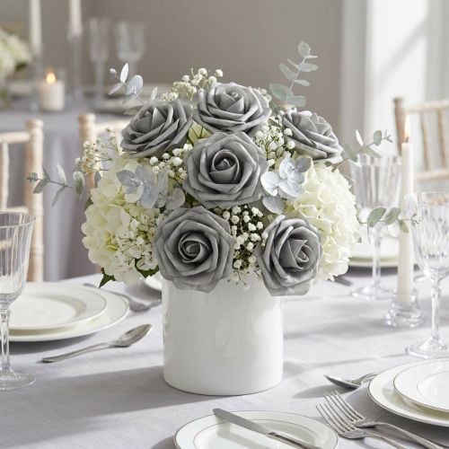 Foam-Rose Ø6cm Grey 27 pcs | Floristik24.co.uk