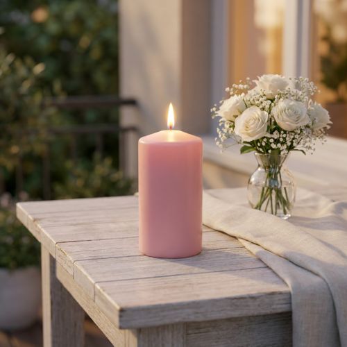 PURE pillar candle 130/70 pink decorative candle sustainable natural wax | Floristik24.co.uk