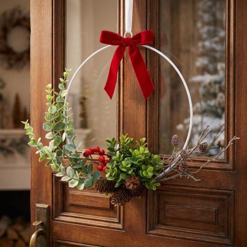 Decorative wreath eucalyptus, berries and cones artificial Ø30cm | Floristik24.co.uk