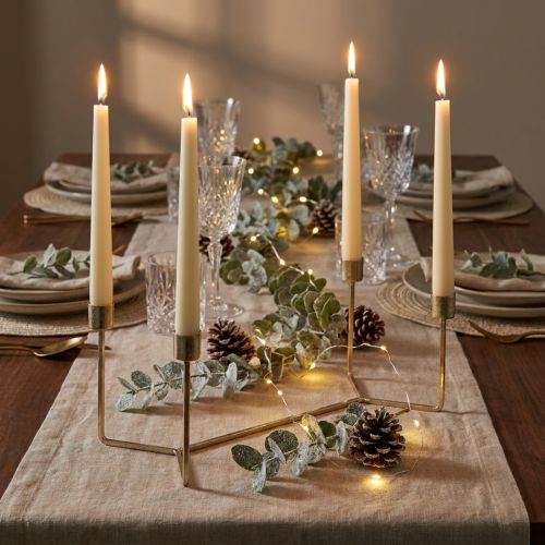 Candlestick for candle tray champagne metal 37 × 17 × 18cm | Floristik24.co.uk