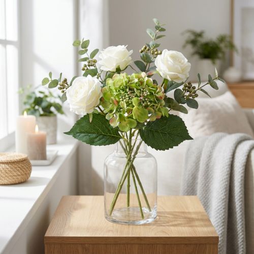 Artificial hydrangea, flower decoration, silk flower green L44cm | Floristik24.co.uk