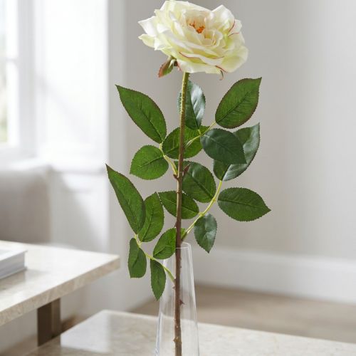 Artificial rose, decorative rose, silk flower cream white, green L72cm Ø12cm | Floristik24.co.uk