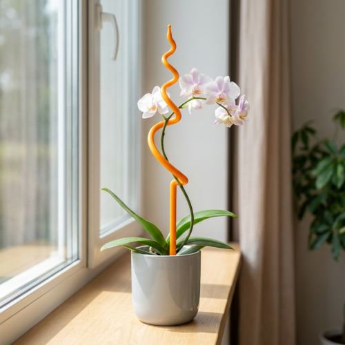 Product Orchid stake, plastic, orange, climbing aid for orchids, H64cm