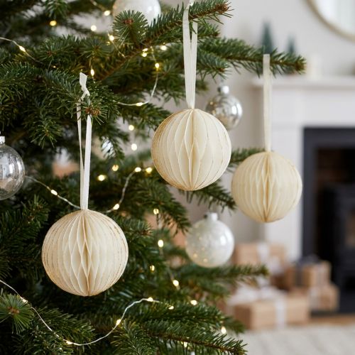 Product Honeycomb balls honeycomb balls Christmas white glitter Ø7cm 4pcs