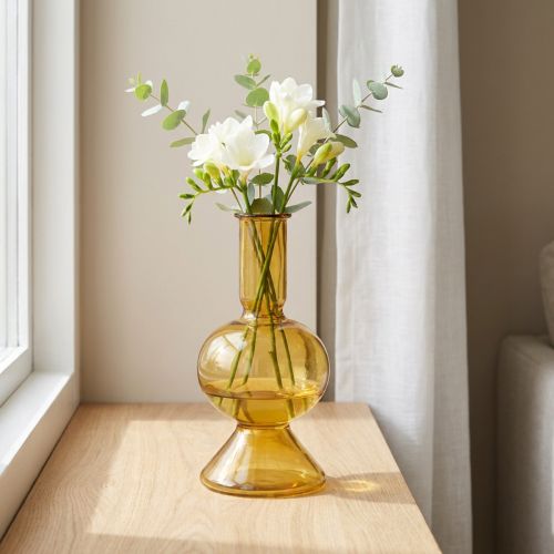 Mini vase yellow glass vase flower vase glass Ø8cm H16.5cm | Floristik24.co.uk