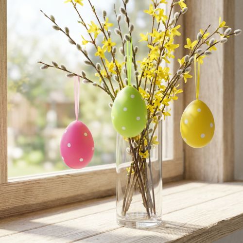 Egg plastic colorful 15cm for hanging 3 pieces | Floristik24.co.uk