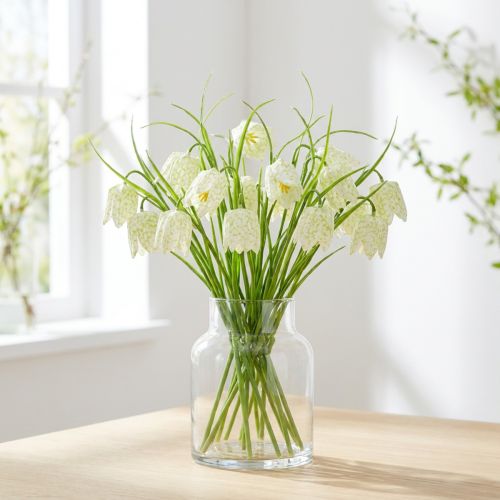 Checkered lilies Fritillaria artificial white, green 40cm 12 pcs | Floristik24.co.uk